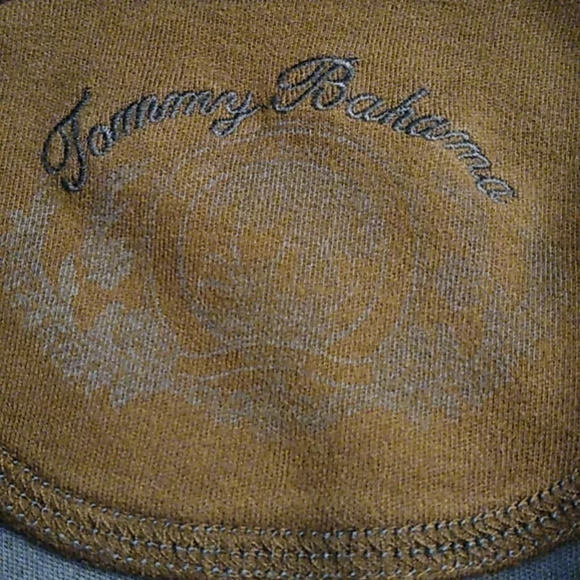 TOMMY BAHAMA 1/4 ZIP DENIM BLUE/BROWN 100% PIMA COTTON PULL-OVER SHIRT - Picture 5 of 9